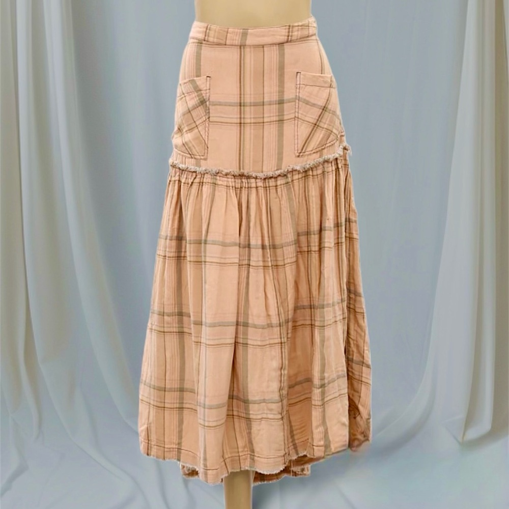 Free People Plaid Fever Midi Skirt